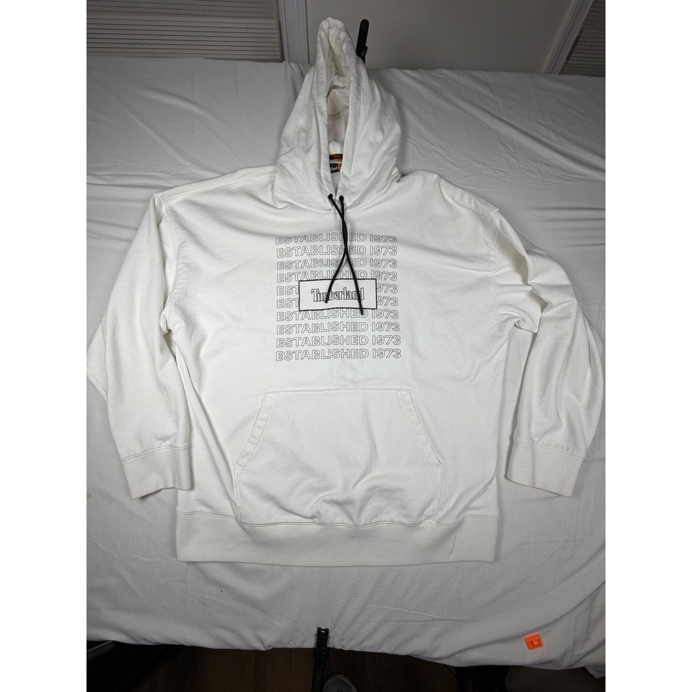 Timberland Mens Established 1973 Relaxed Fit Graphic Hoodie White XXL